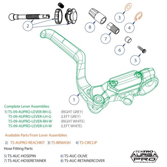TEKTRO SPARES 09 Auriga Pro Lever Ass. LH Grey