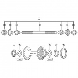 Shimano HB-7710 rear Track complete axle 164 mm