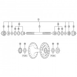 Shimano HB-7600 complete axle assembly - 142 mm