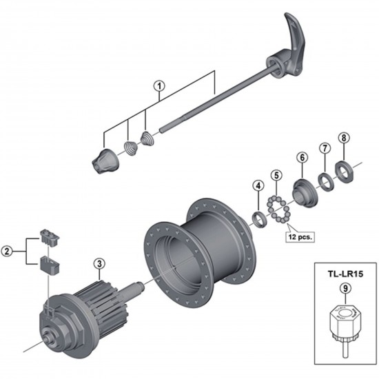 Shimano DH-3D35-QR cone with dust cover, M11 x 12.1 mm