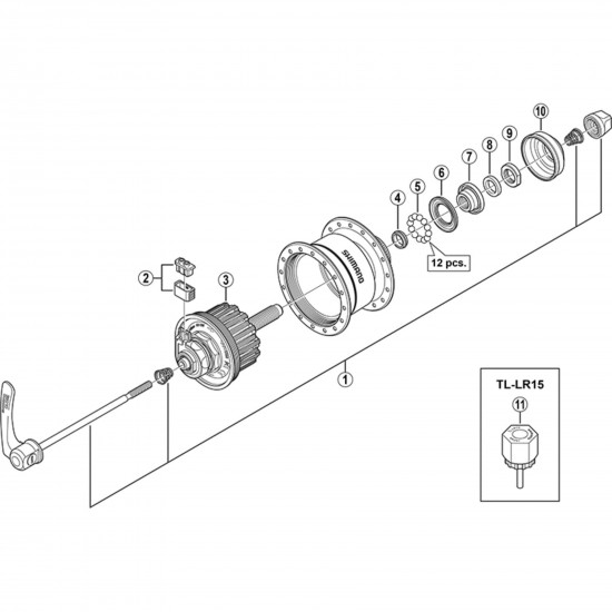 Shimano DH-3D72 cone with dust cover M11 x 12.1 mm