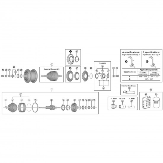 Shimano SG-S500 Alfine right hand serrated lock nut 5.4 mm