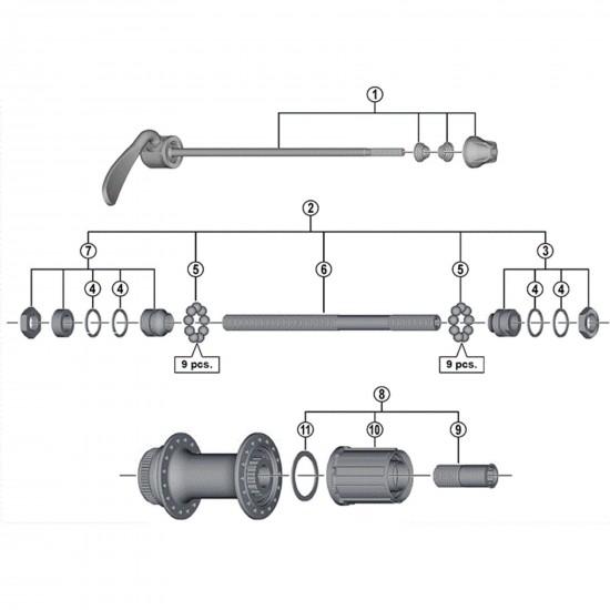 Shimano FH-RM66 complete hub axle 146 mm