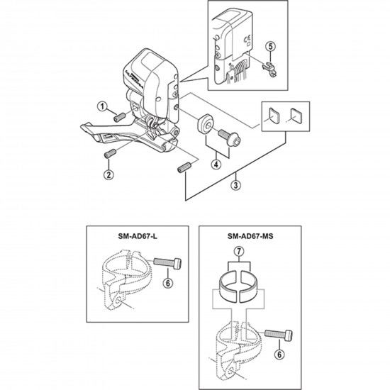 Shimano FD-6600 clamp bolt M5 x 13.5 mm and washer