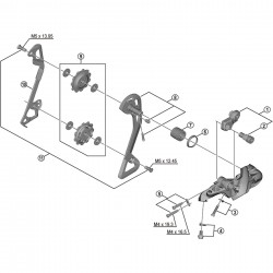 Shimano RD-M592 guide pulley bolt and tension pulley bolt set Shimano RD-M592 guide pulley bolt and tension pulley bolt set