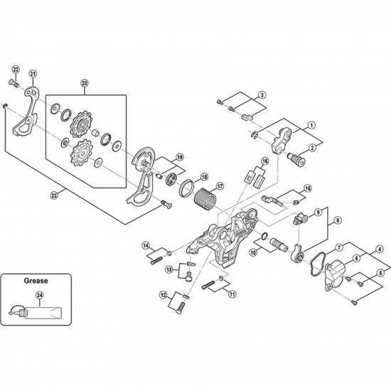 Shimano RD-M820 adjusting screw and plate, M4 x 20 mm Shimano RD-M820 adjusting screw and plate, M4 x 20 mm