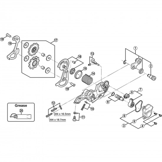 Shimano RD-M640 switch lever unit and fixing plate