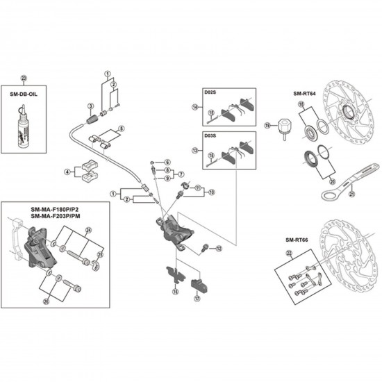Shimano BR-M395 rotor fixing bolt and lock washer