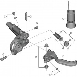 Shimano BL-M666 lever axle fixing bolt and cap Shimano BL-M666 lever axle fixing bolt and cap