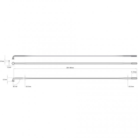 DT Swiss Aero Comp 14 / 15 / 14 g = 2 / 2.3 x 1.2 / 2 mm box 20, black 298 mm