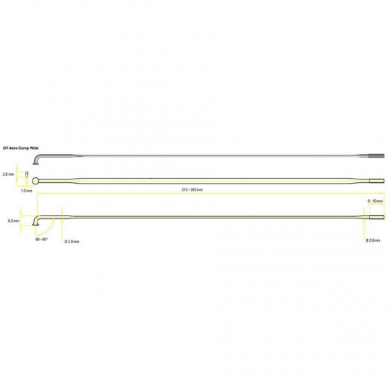 DT Swiss Aero Comp Wide Straight Pull Spokes 14 g = 2 mm box 20, black, 273 mm