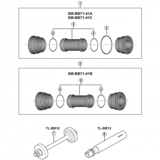 Shimano SM-BB71 Road press fit bottom bracket with inner cover, for 86.5 mm Shimano SM-BB71 Road press fit bottom bracket with inner cover, for 86.5 mm