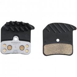 Shimano H03C-MF disc pads and spring, metal sintered, alloy/stainless back, cooling fins