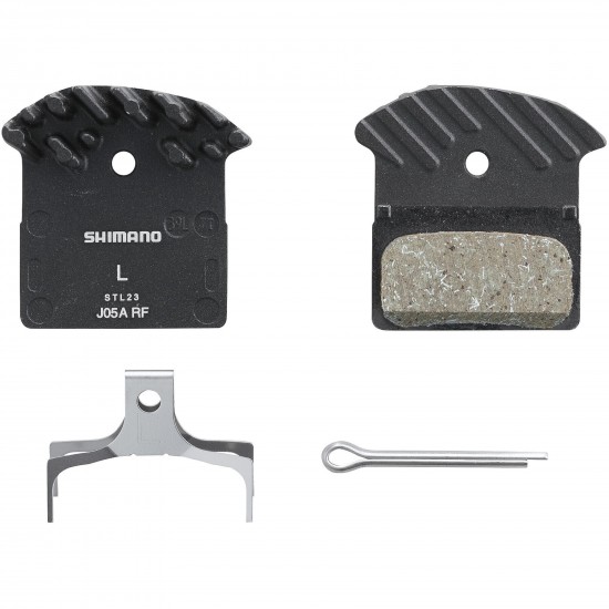 Shimano J05A-RF disc pads and spring, resin pad, alloy back, cooling fins