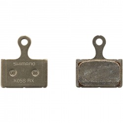 Shimano K05S-RX disc pads and spring, resin pad, steel back Shimano K05S-RX disc pads and spring, resin pad, steel back