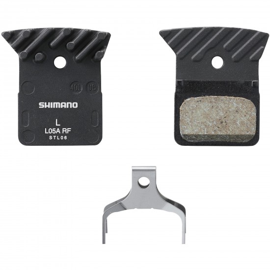 Shimano L05A-RF disc pads and spring, resin pad, alloy back, cooling fins