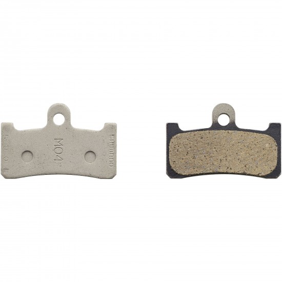 Shimano M04-RX disc pads and spring, resin pad, steel back Shimano M04-RX disc pads and spring, resin pad, steel back