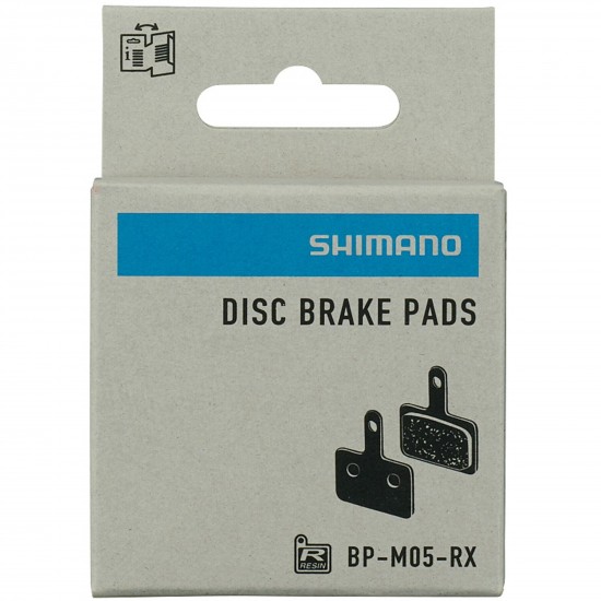 Shimano M05-RX disc pads and spring, resin pad, steel back Shimano M05-RX disc pads and spring, resin pad, steel back