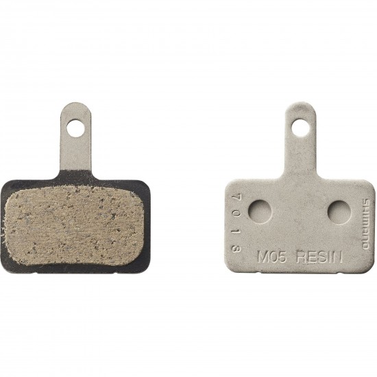 Shimano M05-RX disc pads and spring, resin pad, steel back Shimano M05-RX disc pads and spring, resin pad, steel back