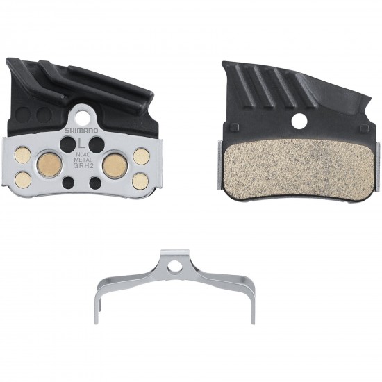 Shimano N04C-MF disc pads and spring, metal sintered, alloy/stainless back, cooling fins