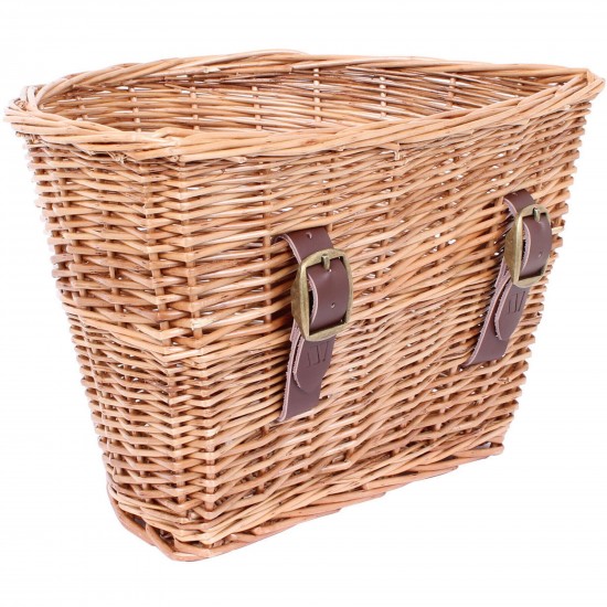 M Part Basket wicker, D shape with straps D Shaped wicker basket with leather straps