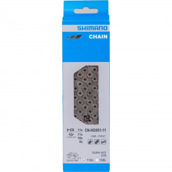 Shimano CN-HG901 Dura Ace/XTR HG-X chain with quick link, 11-speed, 116L, SIL-TEC Shimano CN-HG901 Dura Ace/XTR HG-X chain with quick link, 11-speed, 116L, SIL-TEC