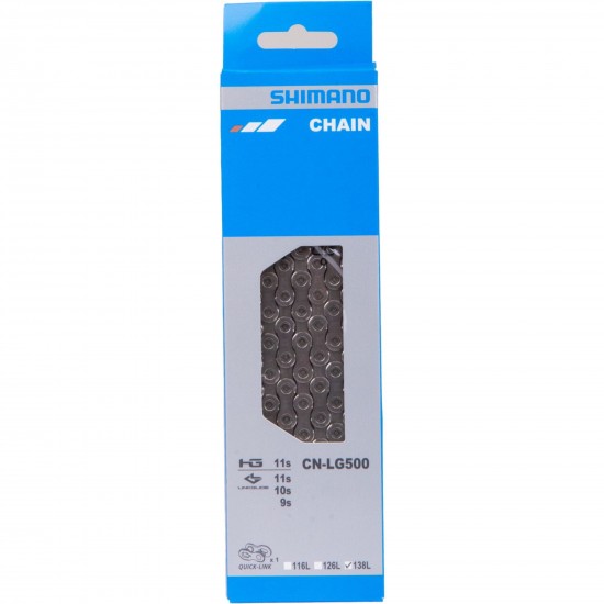 Shimano CN-LG500 Link Glide HG-X chain with quick link, 9/10/11-speed, 138L Shimano CN-LG500 Link Glide HG-X chain with quick link, 9/10/11-speed, 138L