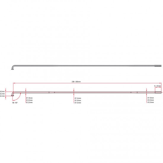 DT Swiss Competition Straight Pull Spokes 14 / 15 g = 2 / 1.8 mm box 100, black 296 mm