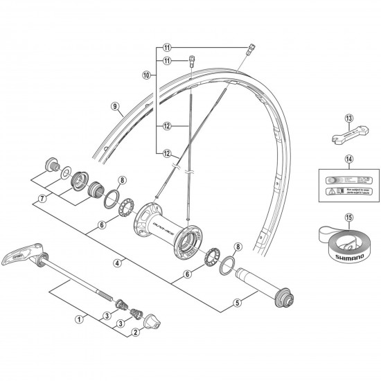 Shimano WH-9000-C24-CL spoke and nipple set, front Shimano WH-9000-C24-CL spoke and nipple set, front