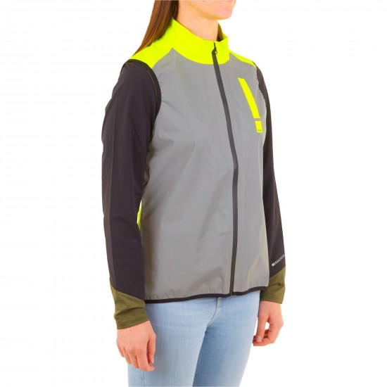 HUMP Women's Ultra Reflect Gilet - Silver Reflect / Hi-Viz Yellow - Size 6 HUMP Women's Ultra Reflect Gilet - Silver Reflect / Hi-Viz Yellow - Size 6