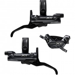 Shimano BR-M8220/BL-M8200 XT 4 pot bled brake levers and callipers, front and rear Shimano BR-M8220/BL-M8200 XT 4 pot bled brake levers and callipers, front and rear