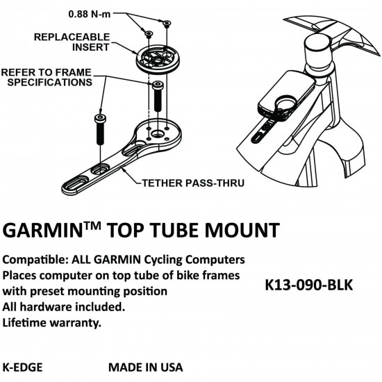 K-Edge Garmin Top Tube Mount, Black Anodised K-Edge Garmin Top Tube Mount, Black Anodised