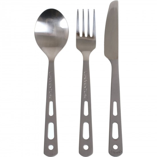 Lifeventure COOKWEAR LV Titanium KFS Knife Fork Spoon Set - Titanium