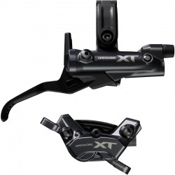 Shimano BR-M8220/BL-M8200 XT 4 pot bled brake lever/post mount calliper, front right Shimano BR-M8220/BL-M8200 XT 4 pot bled brake lever/post mount calliper, front right