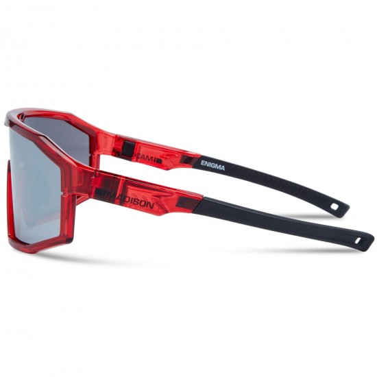 Madison Eyewear Enigma Crystal Gloss Red Sunglasses - 3 Lens Pack - Black Mirror / Amber / Clear