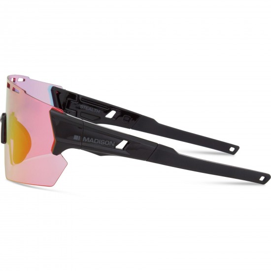 Madison Eyewear Stealth Gloss Black Sunglasses - 3 Lens Pack - Pink Rose Mirror / Amber / Clear Madison Eyewear Stealth Gloss Black Sunglasses - 3 Lens Pack - Pink Rose Mirror / Amber / Clear