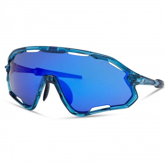 Madison Eyewear Code Breaker Crystal Gloss Blue Sunglasses - 3 Lens Pack-Blue Mirror/Amber/Clear