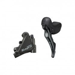 Shimano ST-4720 Tiagra 2-speed STI bled with BR-4770 flat mount calliper, left rear Shimano ST-4720 Tiagra 2-speed STI bled with BR-4770 flat mount calliper, left rear