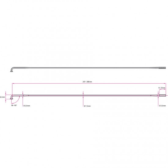 DT Swiss Revolution black spokes 14 / 17 g = 2 / 1.5 mm box 100, 294 mm