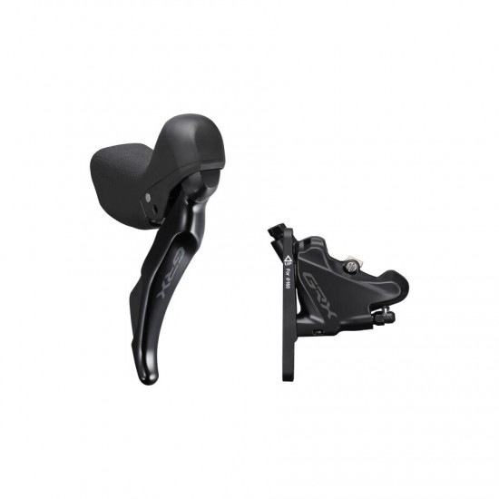 Shimano GRX ST-RX400/BR-RX410 bled hydraulic STI set, flat mount calliper, RH front