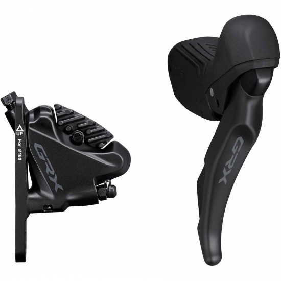 Shimano ST-RX610 GRX 12-speed STI bled with BR-RX410 flat mount calliper, right front