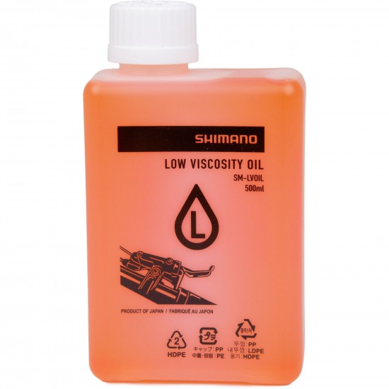 Shimano SM-LVOIL Low viscosity Shimano mineral oil 500 ml, yellow Shimano SM-LVOIL Low viscosity Shimano mineral oil 500 ml, yellow