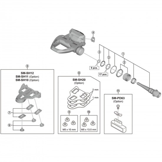 Shimano SM-SH20 SPD-SL Cleat Spacer / Fixing Bolt Set Shimano SM-SH20 SPD-SL Cleat Spacer / Fixing Bolt Set
