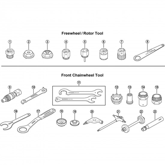 Shimano TL-FC31 2-piece spanner set 15/32mm headset, pedal, lockring Shimano TL-FC31 2-piece spanner set 15/32mm headset, pedal, lockring