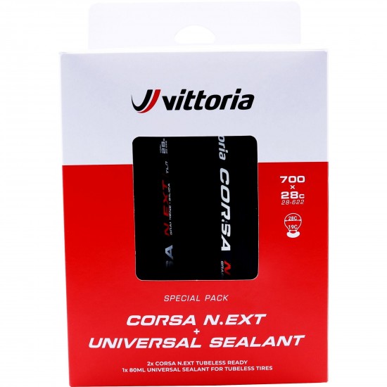 Vittoria Corsa N.EXT 700x28c TLR Twin Pack with Sealant 80ml Vittoria Corsa N.EXT 700x28c TLR Twin Pack with Sealant 80ml