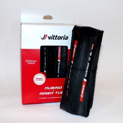Vittoria Rubino V 700x28c Folding Full Black Twin Pack with 2 x Innertubes Vittoria Rubino V 700x28c Folding Full Black Twin Pack with 2 x Innertubes