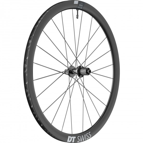 DT Swiss ARC 1400 DICUT disc brake wheel, carbon clincher 38 x 20 mm rim, rear DT Swiss ARC 1400 DICUT disc brake wheel, carbon clincher 38 x 20 mm rim, rear