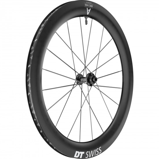 DT Swiss ARC 1400 DICUT disc brake wheel, carbon clincher 65 x 22 mm rim, front DT Swiss ARC 1400 DICUT disc brake wheel, carbon clincher 65 x 22 mm rim, front