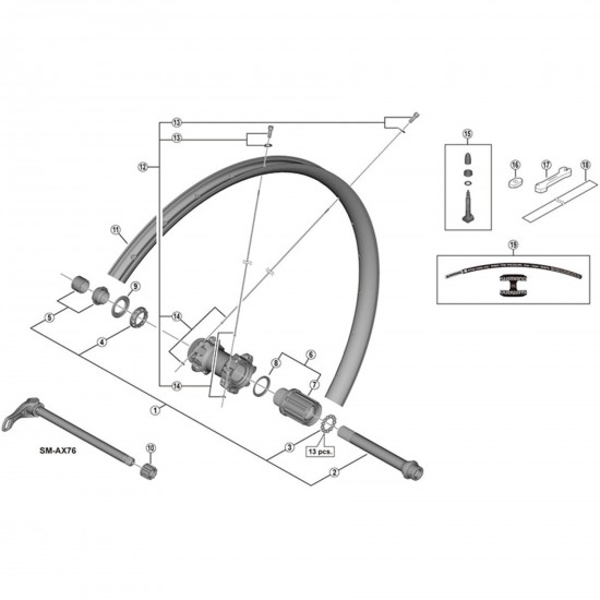 Shimano WH-M8000-TL275 spoke 281.5 mm