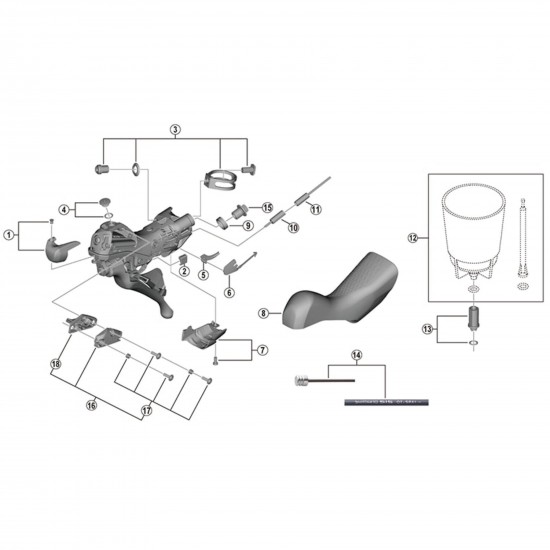 Shimano ST-R9120 right hand name plate R and fixing screw